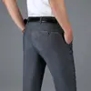 Pantalones Casuales Finos de Verano para Hombre, Pantalones de Papá Rectos Holgados de Cintura Alta Elásticos de Negocios Largos para Hombre