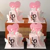 214 Decoración para Pastel del Día de San Valentín Tarjeta de Corazón Lazo Vela Amor Bola Acrílica Iridiscente Adorno Inserto