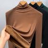 Camiseta Básica de Cuello Alto para Mujer 2025 Nueva Ropa Europea para Mujer Sexy Estilo Malla Camisa Pequeña con Top Elegante y Elástico