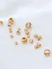 Contas Espaçadoras Olho de Gato de Grão Fino Preenchidas com Ouro 14K Acessórios para Joias DIY Feitos à Mão Pulseira Pulseira Contas Soltas Facetadas Pequenas Contas Douradas Contas Redondas