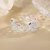 Anillo de encaje de circón ovalado con un elegante estilo británico, anillo de índice tejido de encaje de mariposa hueca, anillo abierto exquisito