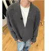 Nueva chaqueta cárdigan de punto de cuello en V grande para otoño e invierno, suéter de punto para hombre, estilo old money, holgado y casual, venta al por mayor de fábrica transfronteriza