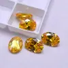 Zircón Dorado Forma Ovalada Wholesale Cabujón de Piedra Sintética de Color Forma de Huevo Piedra Suelta Joyería DIY Cz con Parte Trasera Puntiaguda