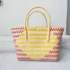 Cesta de Picnic Portátil Tejida a Mano, Cesta de Plástico para Verduras, Cesta para Artículos de Baño, Cesta de Compras, Almacenamiento para Baño, Cesta para Comprar Frutas