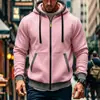 Sudadera con capucha y mangas largas de color liso y bloques de color para hombre, superventas transfronteriza, con cordón y cierre de cremallera, en un estilo deportivo casual de color liso