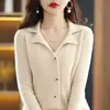 Moda Femenina Nueva Primavera 2026 Simple Cuello en V Versátil Color Sólido Solapa Única Todo Lana Tejido Chaqueta Cardigan