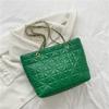 Bolso bandolera portátil de gran capacidad con textura de cadena rómbica, estilo retro, moderno, para mujer