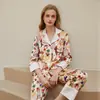 [Fert Dog] Pijama de Seda Helada Primavera y Verano para Mujer, Delgado, Fresco, Pijama de Seda Simulada, Conjunto de Ropa para el Hogar para Mujer