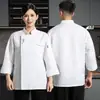 Roupa de trabalho de chef de manga comprida para outono e inverno, adequada para panificação, confeitaria, restaurantes, hotéis e equipe de cozinha, uniformes de chef masculinos