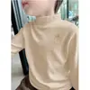 Camisetas Térmicas Gruesas de Manga Larga Cepillada con Cuello Semi-Alto para Niños y Adolescentes para Otoño e Invierno