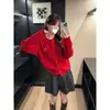 Nuevo Producto Primavera 2026: Cardigan de Punto Trenzado con Cuello Redondo Estilo Coreano Dulce Rojo de Buena Suerte para Año Nuevo con Caballo Pequeño
