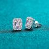 Pendientes de Plata de Ley S925 para Mujer Incrustados con Esmeralda de Corte Radiante Moissanita Pendientes de Diamante Rectangular Venta al por Mayor desde Fabricante