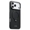 Adequado para iPhone 18 Pro Capa de Celular com Carregamento Sem Fio Magnético Suporte Giratório 360 graus Moldura de Lente de Metal Capa de Couro