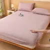 Conjunto de lençóis de cor sólida, camada única, lavável à máquina, algodão original, tecido grosso (tamanho individual ou duplo), adequado para dormitórios, conjunto de três peças, disponível para dropshipping internacional