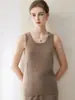 Nuevo top de punto redondo para mujer de otoño e invierno, 100% cachemira pura, sin mangas, cómodo, cálido y ajustado