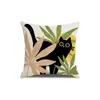 Capa de Almofada Gato Desenho Animado Fofo Amazon Linho Almofada de Carro Decoração Interna de Casa Capa de Almofada de Sofá