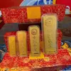 Enfeites de Barra de Ouro e Lingote de Ouro, Decorações Simuladas na Cor Dourada, Amostras para Exibição de Lojas e Bancos de Ouro, Adereços de Exibição, Atacado
