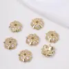 Bandeja de Flor de Zirconia Chapada en Oro de 14 Quilates Incrustada con Bandeja de Flor de Zirconia Copo de Nieve Accesorios de Joyería Separador Cuentas Sueltas Accesorios Hechos a Mano para Bricolaje