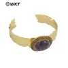 WT-B628 Estilo Europeo Retro Estilo de Corte Piedra Preciosa Pedrería Ajustable Latón Pulsera Cara Accesorios para Hombres y Mujeres
