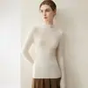 Suéter de Cashmere Meia-Gola Peça Única Sem Costura para Mulheres, 100% Cashmere Puro, Caimento Ajustado que Emagrece, Nova Coleção Outono Malha Base