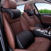 Soporte Lumbar para Reposacabezas de Coche Almohada de Cuello de Cuero Respaldo Cojín para Reposacabezas de Coche Suministros de Decoración para Coche Espuma de Memoria Reposacabezas Grande