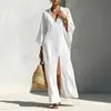 Vestido Largo Casual de Verano 2026 Transfronterizo AliExpress Amazon para Mujer con Cuello en V y Mangas Murciélago Holgadas para Vacaciones