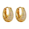 Pendientes de Moda Estilo Coreano Estilo Ins Incrustados de Diamantes, Galvanizado al Vacío de Acero de Titanio, Simples y Elegantes, de Alta Gama, Pendientes Versátiles para Mujer