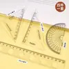 Set Original Inspirador de Cuatro Piezas para Estudiantes con Alto Valor Estético, Regla Transparente de 20 cm, Escuadra, Transportador y Juego de Reglas