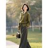 Temperamento um conjunto completo de uso nicho sem colisão único lindo suéter verde terno de calça casual feminino início da primavera