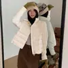 90 Plumas de Pato Blanco Manga de Punto Patchwork Chaqueta de Plumas Corta para Mujer Moda Invierno 2026 Cálida Casual Ribeteado Superior Tendencia