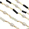 Colar de Joias DIY Corrente de Cobre Semi-Acabada Banhado a Ouro 18K Forte Retenção de Cor Pequena Cabaça Pérola Cristal Fio Torcido Corrente Artesanal