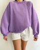 Sudadera de Felpa Básica Versátil de Color Puro de Manga Larga con Empalme de Cuello Redondo Nuevo Transfronterizo Europeo y Americano 2023