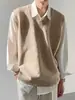 Chaleco de punto sin mangas holgado estilo coreano para hombre, chaleco suéter de cuello en V de punto moderno