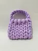 Bolsa de Fio Listrado Tecida Transfronteiriça para Atividades de Salão, Fio Islandês Grosso DIY Feito à Mão Bolsa de Mão Tecida Produto Acabado