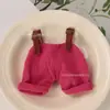 Ropa de muñeca de algodón, overol de pana, overol de trabajo con hebilla de cuero, pantalones de muñeca en stock