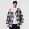 Jaqueta NASA Dupla Face Masculina Primavera e Outono 2025 Estilo Americano Tie-dye Solta com Gola Vertical