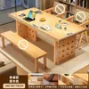 Mesa Grande de Madeira Maciça para Uso Doméstico, Transformando Espaço da Sala de Estar em uma Longa Mesa de Estudo, Mesa de Leitura e Aprendizagem, Mesa de Escritório Minimalista, Estação de Trabalho