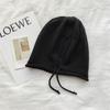 Gorro de punto de color sólido con correa para mujer, estilo retro, estilo coreano, cálido, de lana, para otoño e invierno, con cara pequeña