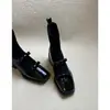 Botas elásticas ajustadas de punta cuadrada estilo francés con patchwork de lazo, botines de tacón grueso para mujer, botas tipo Martin, botines calcetín