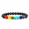 Pulseira colorida transfronteiriça europeia e americana pulseira de energia colorida de pedra vulcânica Amazon pulseira de turquesa azul para yoga homens e mulheres