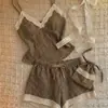 Pijama de tirantes finos con estampado de leopardo de diseño retro para mujer Verano 2026 Nuevo Conjunto de dos piezas con shorts Tallas grandes Ropa de casa