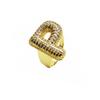 Anel de zircônia microincrustada 26 Anel de letra inglesa anel de abertura ajustável banhado a ouro claro anel de letra de biscoito