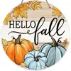 Bestseller transfronterizo decoración colgante de madera de otoño HelloPumpkin letrero de puerta de calabaza decoración de otoño para el hogar colgador de puerta