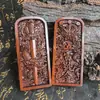 Suprimentos Taoístas Madeira de Jujuba Natural Atingida por Raio Comando dos Cinco Trovões Espada de Dragão Pequeno Token de Madeira de Jujuba Artesanato Taoísta Escultura em Duas Faces