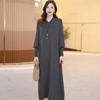 Vestido de Punto Elegante Suéter Otoño e Invierno 2025 para Mujeres de Mediana Edad Largo hasta la Rodilla Cuello en V Manga Larga Vestido Suéter para Mujer