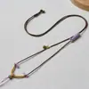 Fio para Pingente de Joias DIY Fino, Acessórios de Jade Hetian Tecidos à Mão, Pingente de Ouro e Jade, Fivela da Paz, Cordão de Couro Encerado