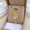 [Acero de titanio] Nuevo collar de flores de cuatro hojas con incrustaciones de diamantes, temperamento femenino, cadena de clavícula de concha de doble cara de alta calidad, explosiones