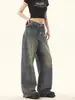 Jeans Rectos Holgados Lavados con Efecto Desgastado Estilo Retro Americano para Mujer, Pantalones Casuales Holgados de Pierna Ancha de Marca de Moda para Primavera y Otoño
