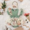 Vestido mameluco floral de estilo europeo y americano para bebé Ropa de verano para bebé ropa para bebé vestido de una pieza tipo tubo estilo occidental vestido de princesa para cien días