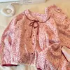Pijama Sin Glee Sweet para Mujer Primavera y Otoño Floral Cuello de Muñeca Manga Larga Pantalón Largo Conjunto de Ropa para el Hogar